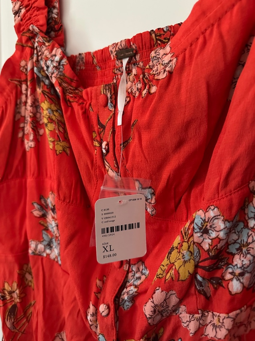 Free People Red Floral Midi Dress - Picture 4 of 4